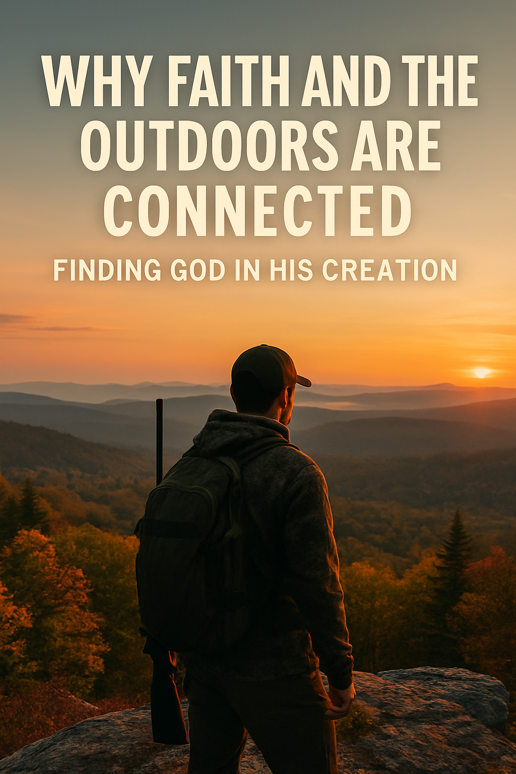 Person standing on a mountain at sunrise, reflecting on faith and finding God in nature.