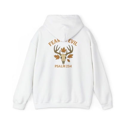 Christian themed hoodie with Psalm 23:4 and antler skull – Rack & River Outdoors