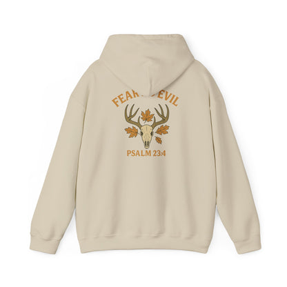 Christian themed hoodie with Psalm 23:4 and antler skull – Rack & River Outdoors