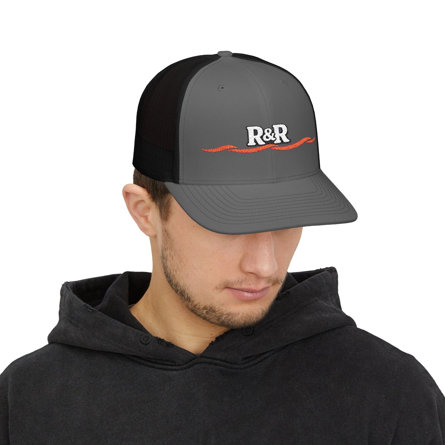 R&R Embroidered Trucker Cap - Retro Wave Snapback Hat
