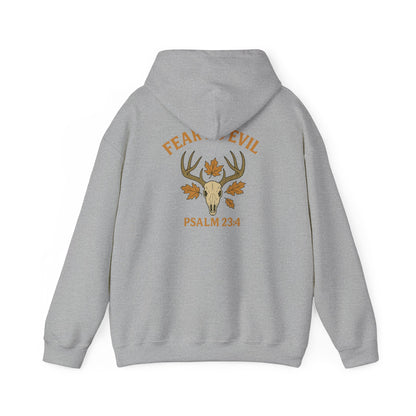 Christian themed hoodie with Psalm 23:4 and antler skull – Rack & River Outdoors