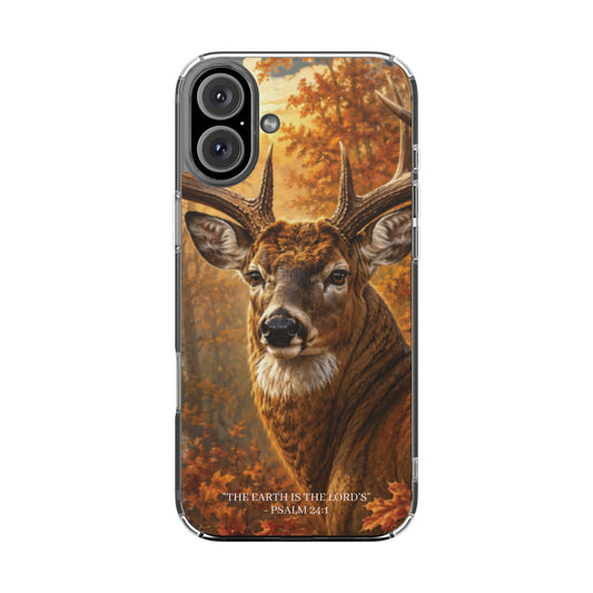 The Earth Is The Lord's Clear Phone Case - Whitetail Buck - Psalm 24:1