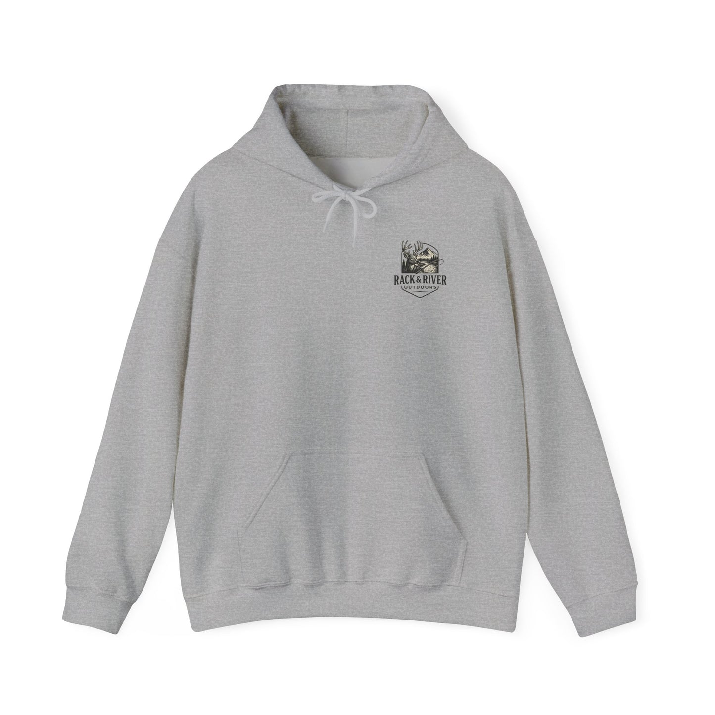 Front view of Fear No Evil Psalm 23 Christian themed hoodie – Rack & River Outdoors
