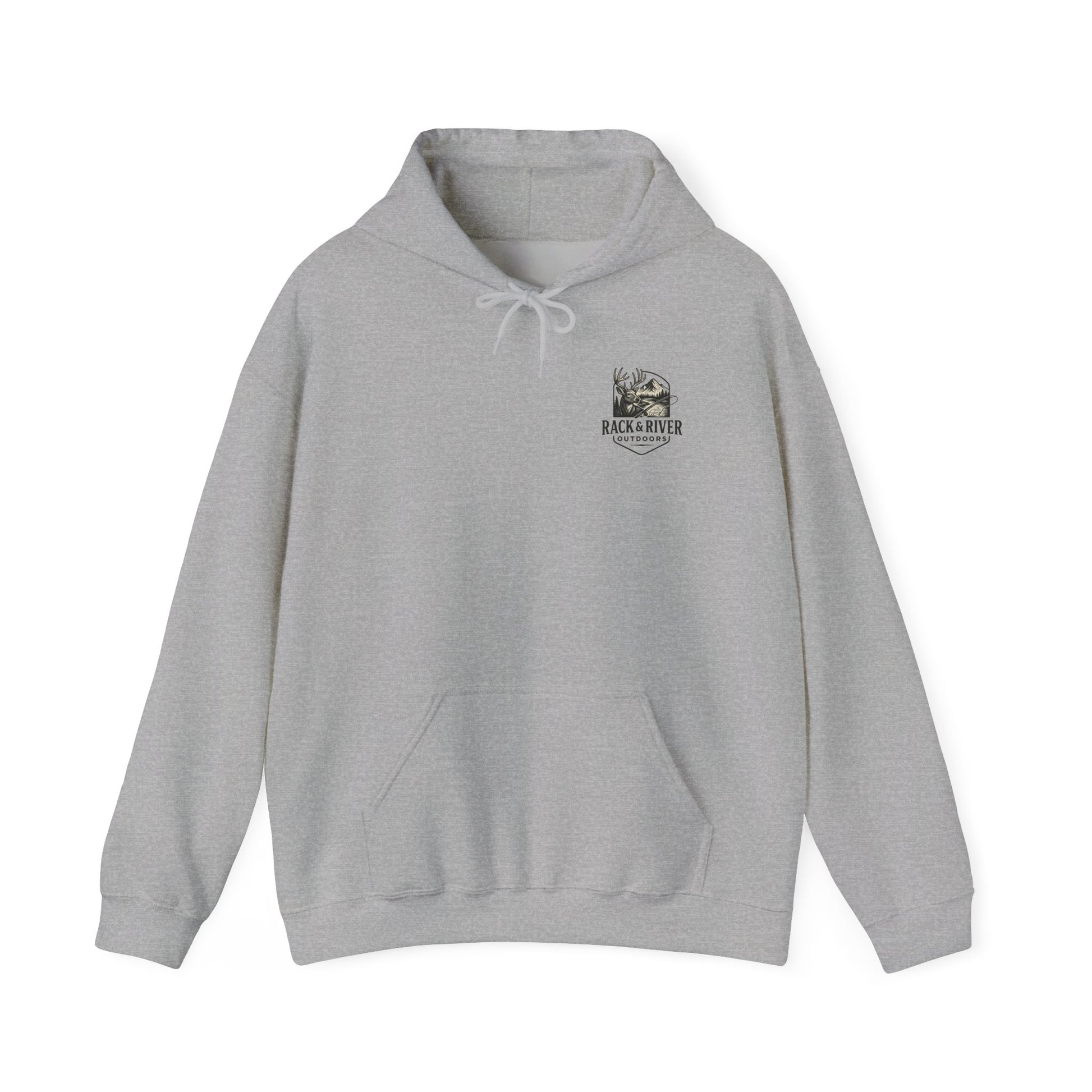 Front view of Fear No Evil Psalm 23 Christian themed hoodie – Rack & River Outdoors