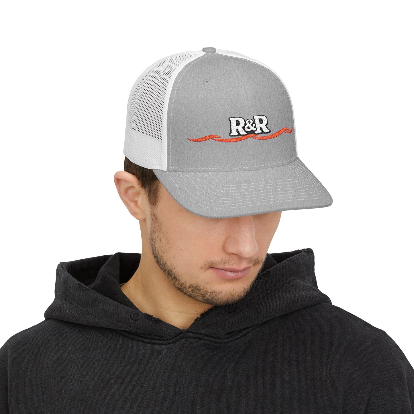 R&R Embroidered Trucker Cap - Retro Wave Snapback Hat