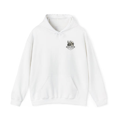 Front view of Fear No Evil Psalm 23 Christian themed hoodie – Rack & River Outdoors