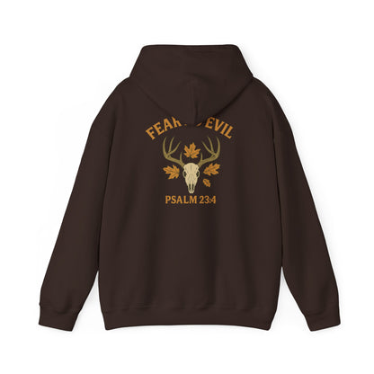 Christian themed hoodie with Psalm 23:4 and antler skull – Rack & River Outdoors